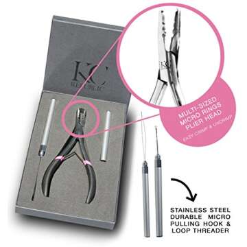 Professional Hair Extension Pliers For Faster Application and Removal Of I Tip or Micro Beads Hair Extensions Includes Organizer Box For Easy Storage Can Be Used With Weft Hair Extensions