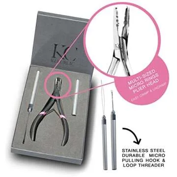 Professional Hair Extension Pliers For Faster Application and Removal Of I Tip or Micro Beads Hair Extensions Includes Organizer Box For Easy Storage Can Be Used With Weft Hair Extensions