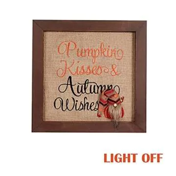 Fall Wall Decor with Light - Rustic Autumn Gnome Sign