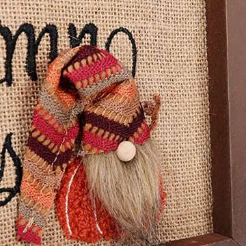 Fall Wall Decor with Light - Rustic Autumn Gnome Sign