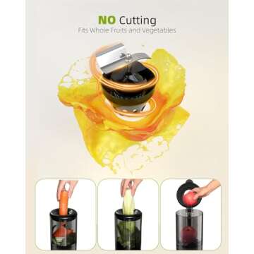 Cold Press Juicer with 8 Juice Bottles - Masticating Juicer Machines for Fruits and Veggies, 4.25" Large Feed Chute, Easy to Clean, Gun Grey