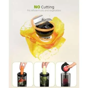 Cold Press Juicer with 8 Juice Bottles - Masticating Juicer Machines for Fruits and Veggies, 4.25" Large Feed Chute, Easy to Clean, Gun Grey