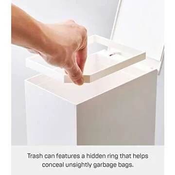 Yamazaki Home Sanitary Step Trash Can - Small Space Waste Bin for Bathroom Kitchen ABS Plastic One Size White