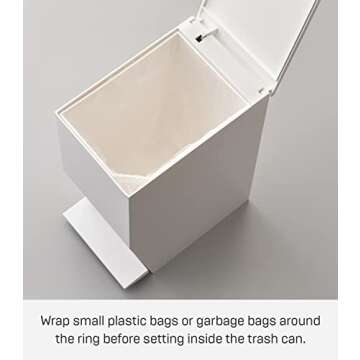 Yamazaki Home Sanitary Step Trash Can - Small Space Waste Bin for Bathroom Kitchen ABS Plastic One Size White