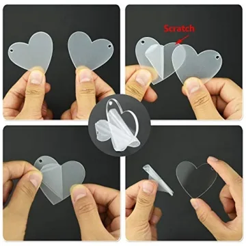 obmwang 60 Pack 2 Inch Acrylic Heart Keychain Blanks for DIY Projects