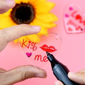 obmwang 60 Pack 2 Inch Acrylic Heart Keychain Blanks for DIY Projects