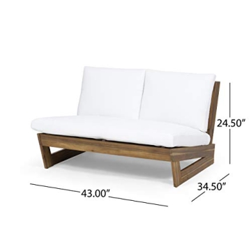 GDFStudio Acacia Wood Loveseat with Water-Resistant Cushions