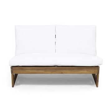 GDFStudio Acacia Wood Loveseat with Water-Resistant Cushions