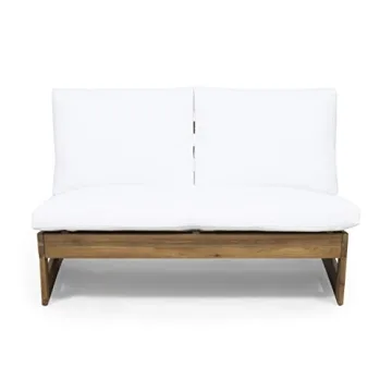 GDFStudio Acacia Wood Loveseat with Water-Resistant Cushions