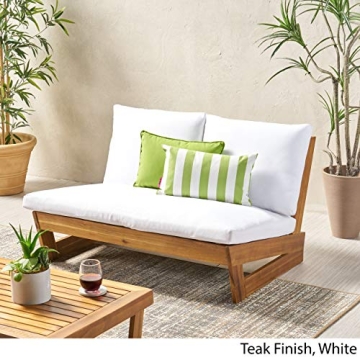 GDFStudio Acacia Wood Loveseat with Water-Resistant Cushions