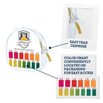 Kombucha Instant Read pH Strips Dispenser - pH Range 0-6 - 15 ft Roll | 180 1" Inch Strips | Single Roll | Food Service, Brewing and Fermentation Test Strips