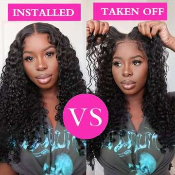 Wear and Go Glueless Wigs Human Hair Pre Plucked Pre Cut Deep Wave Lace Front Wigs for Black Women 1...