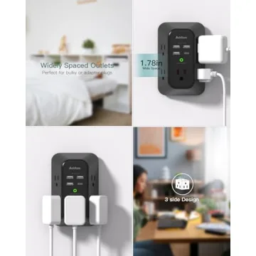 Addtam Surge Protector Outlet Extender with USB Ports