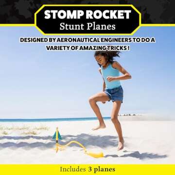 Stomp Rocket Stunt Plane Launcher Toy for Kids - 3 Foam Airplane Toy Soars Over 100 Feet - Unique Tr...