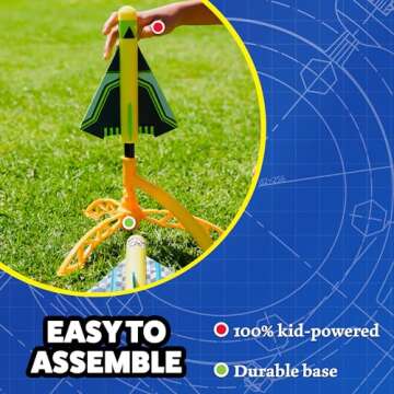 Stomp Rocket Stunt Plane Launcher Toy for Kids - 3 Foam Airplane Toy Soars Over 100 Feet - Unique Tricks & Adjustable Plane Rocket Launcher Stand - Fun Outdoor Toys & Gift for Boys or Girls