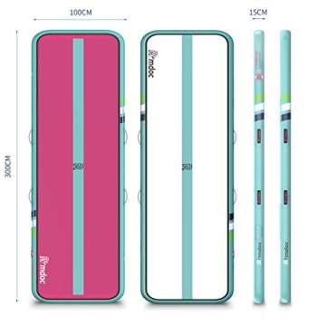 Coovo 1INCH Airtrack Tumbling Mat 16ft Pink Air Track Mat 8 inches Inflatable Gymnastics Mat with Electric Air Pump for Training Gymnastics,Cheerleading,Parkour,Martial Arts,Taekwondo