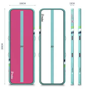 Coovo 1INCH Airtrack Tumbling Mat 16ft Pink Air Track Mat 8 inches Inflatable Gymnastics Mat with Electric Air Pump for Training Gymnastics,Cheerleading,Parkour,Martial Arts,Taekwondo