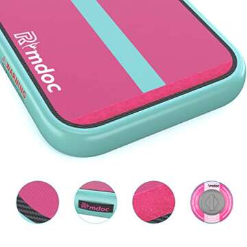 Coovo 1INCH Airtrack Tumbling Mat 16ft Pink Air Track Mat 8 inches Inflatable Gymnastics Mat with Electric Air Pump for Training Gymnastics,Cheerleading,Parkour,Martial Arts,Taekwondo