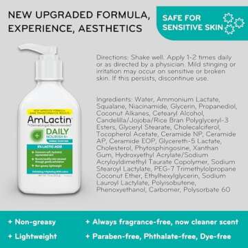 AmLactin Daily Nourish 5% - 7.9 oz Body Lotion with 5% Lactic Acid - Exfoliator and Moisturizer for Dry Skin​ (Packaging May Vary)