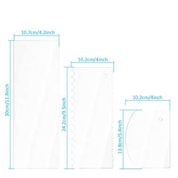 Cake Scraper 6 Pieces Acrylic Cake Smoother Scraper Cake Decorating Comb Icing Smoother Pastry Cutter for Mousse Butter Cream Cake Decoration, 11 Patterns for Different Shapes of Cake Edges