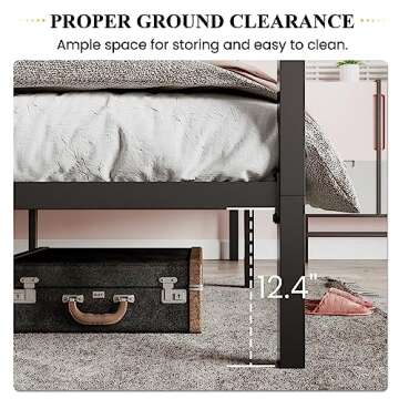 SHA CERLIN Canopy Bed Frame Queen Size/Mattress Foundation with Metal Slats Support/No Box Spring Needed/Easy Assembly/Black