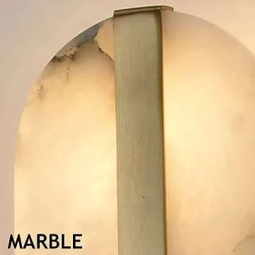 Renter Friendly Indoor Modern Marble Long Strip Wall Sconce Gold White Alabaster Glass Wall Light Bathroom Vanity Linear Wall Lamp For Bedroom Bedside Living Room Hotels Corridor Porch Farmhouse