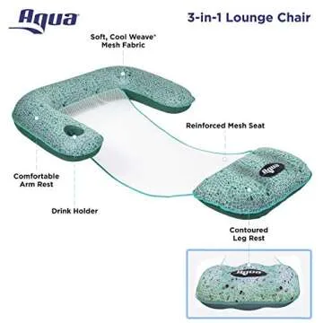 Aqua Mosaic 3-in-1 Pool Chair Float – Inflatable Floating Pool Chair for Adults – Use as a Lounge, Chair, or Drifter – Green Mosaic