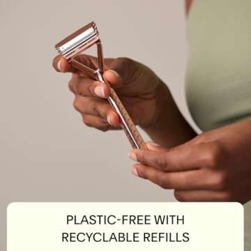 Leaf Razor Set - Eco-Friendly Rose Gold Shaving Kit with Blades