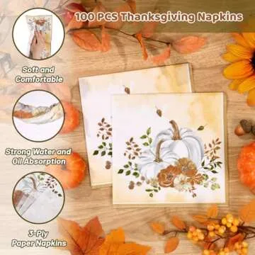 Homlouue Thanksgiving Plates and Napkins Sets, Fall Plates and Napkins, Watercolor Pumpkins Plates and Napkins for Fall Dinner, Thanksgiving Paper Plates for Thanksgiving Autumn Harvest Party Supplies