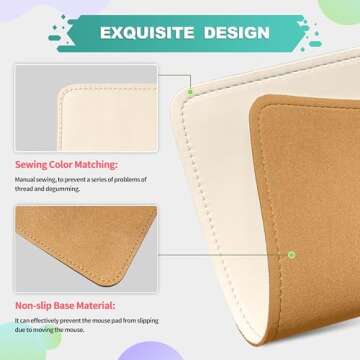 Besezx PU Leather Mouse Pad with Stitched Edge 8x11
