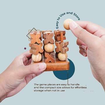 BSIRI 3D Wooden Tic Tac Toe - Rustic Coffee Table Decor, Unique Gifts for Special Occasions, Fun for All Ages in Strategic Game Night, Family Games, and More
