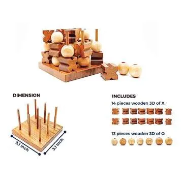 BSIRI Wooden Tic Tac Toe Game - Fun for All Ages