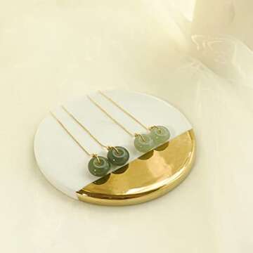 14K Gold Filled Hetian Jade Dangling Earrings Handmade Natural Bead Pendant Drop Earrings Green Long Wire Bridal Jade Jewelry Birthday Gift for Women