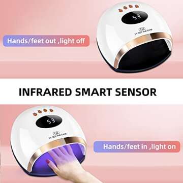 158W Fast Gel LED Nail Light for Gel Polish, Professional Curing with 45 Lamp Beads,UV Nail Dryer with 4 Timer Setting Auto Sensor for Fingernail and Toenail Home Salon Use