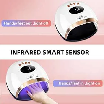 158W Fast Gel LED Nail Light for Gel Polish, Professional Curing with 45 Lamp Beads,UV Nail Dryer with 4 Timer Setting Auto Sensor for Fingernail and Toenail Home Salon Use