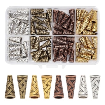 PH PandaHall 80pcs 4 Colors Earring Cones for Jewelry Making, 18x8mm Tibetan Metal Cone Bead End Cap...