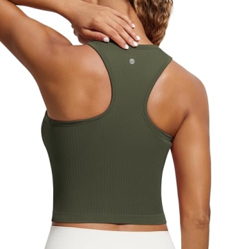 CRZ YOGA Women's Seamless Ribbed Longline Sports Bra with Stylish Support