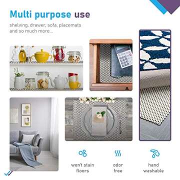 Rug Gripper Non Slip Rug Pad Underlay for Hardwood Floors Supper Grip Thick Padding Adds Cushion Prevents Sliding Size 9 X 12