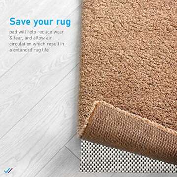 Rug Gripper Non Slip Rug Pad Underlay for Hardwood Floors Supper Grip Thick Padding Adds Cushion Prevents Sliding Size 9 X 12