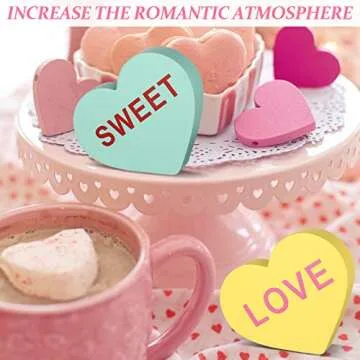 3 Pieces Valentine Wooden Sign Conversation Heart Shape Home Decor Signs Candy Heart Tiered Tray Decor Farmhouse Sweetheart Table Blocks for Wedding(Warm Style)