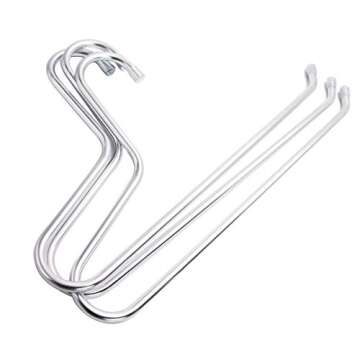 YUNAI 3Pcs Stainless Steel Pants Hangers, Open Ended Hangers, Jean Hangers, Strong Durable Anti-Slip Slacks Hangers for Space Saving.(Silver)
