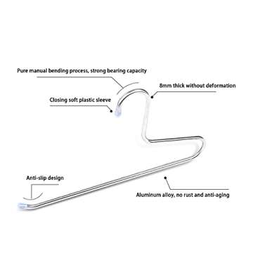 YUNAI 3Pcs Stainless Steel Pants Hangers, Open Ended Hangers, Jean Hangers, Strong Durable Anti-Slip Slacks Hangers for Space Saving.(Silver)