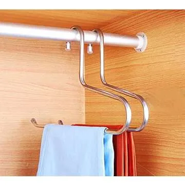 YUNAI 3Pcs Stainless Steel Pants Hangers, Open Ended Hangers, Jean Hangers, Strong Durable Anti-Slip Slacks Hangers for Space Saving.(Silver)