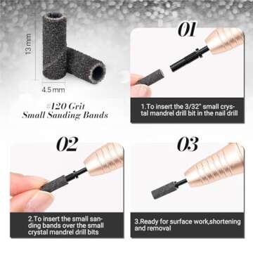 MelodySusie 50 Pcs Small Sanding Bands for Nail Art