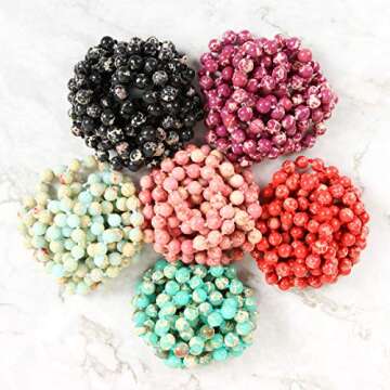 RIAH FASHION Bead Strand Versatile 60" Long Wrap Necklace - Handmade Multi Layer Sparkly, Semi Precious Natural Stone (Natural Stone Bead - Imperial Jasper Turquoise)