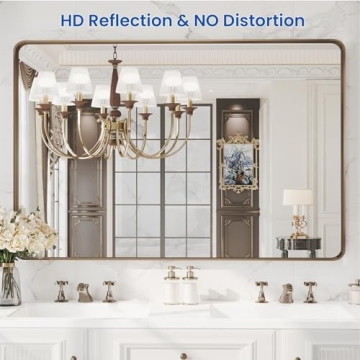 WEER Bronze Bathroom Vanity Mirror, 48x32 Inch Elegant Style