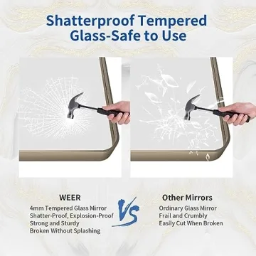 WEER Bronze Bathroom Vanity Mirror, 48x32 Inch Elegant Style