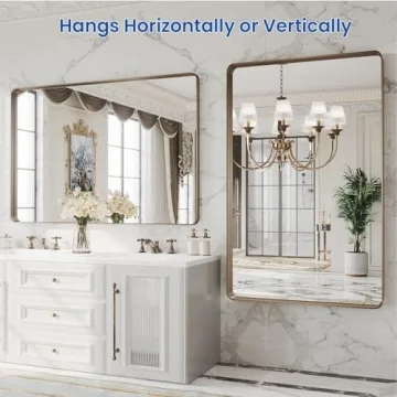 WEER Bronze Bathroom Vanity Mirror, 48x32 Inch Elegant Style