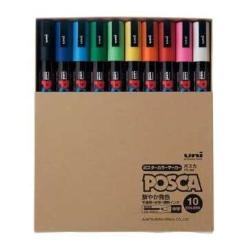 Uni-ball Posca PC5MT10C Paint Marker Pen - Medium Point - Set of 10