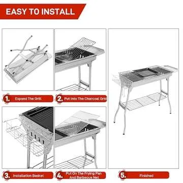 Outvita Portable Charcoal Grill - Stylish Large Outdoor BBQ